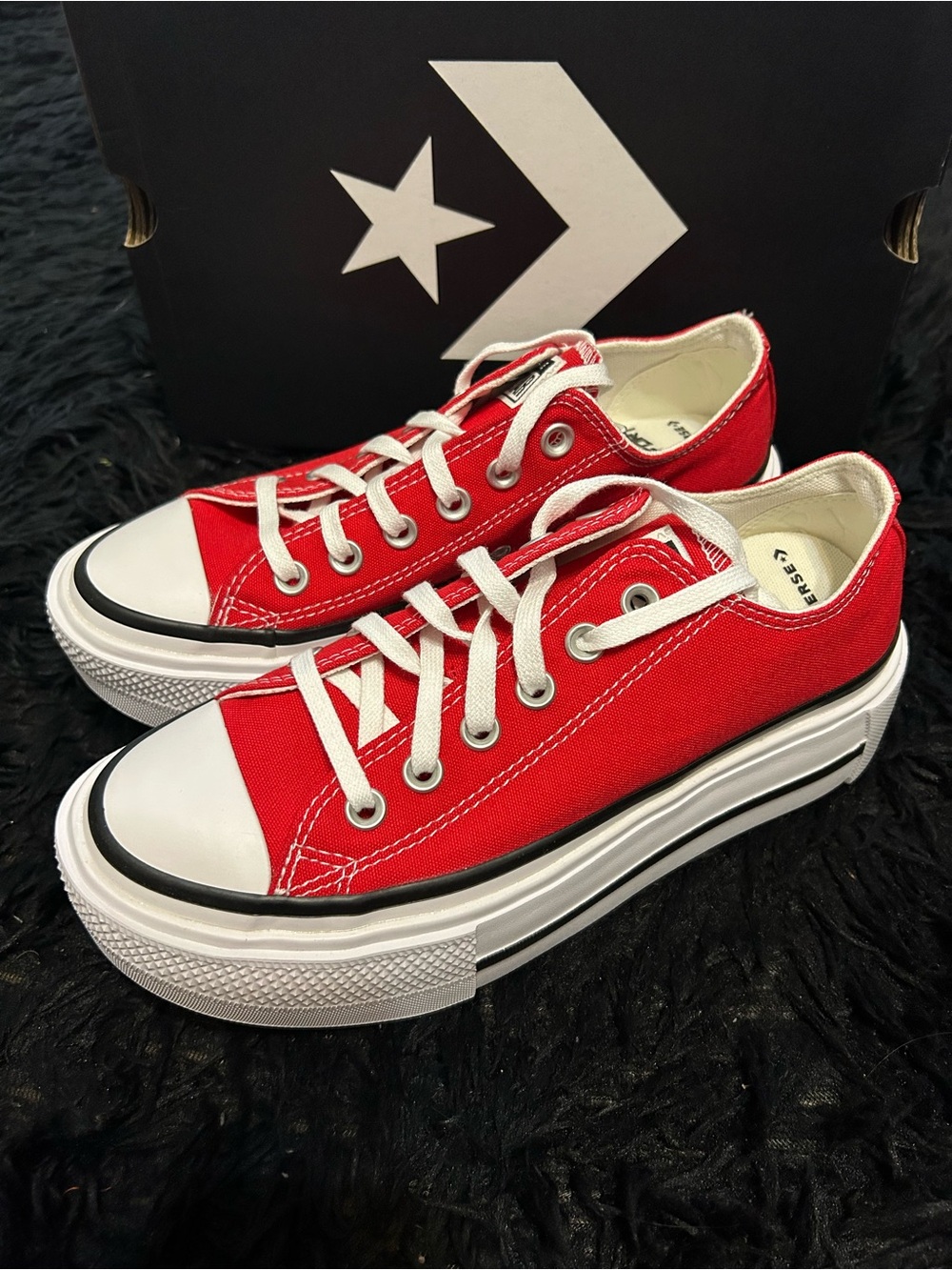 CONVERSE Ctas Lift Double Stack OX red platform shoes sneakers women’s 8.5 new